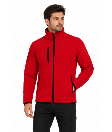 Kırmızı Hakim Yaka 3 Cepli Polar Mont